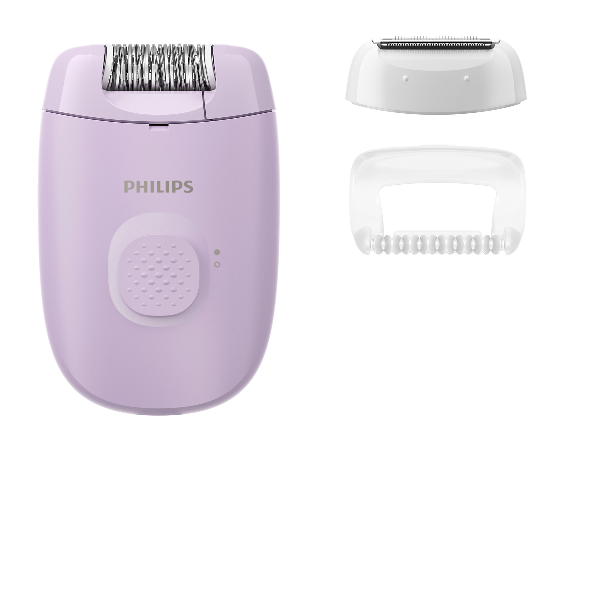 Philips epilator with attachments on a white background